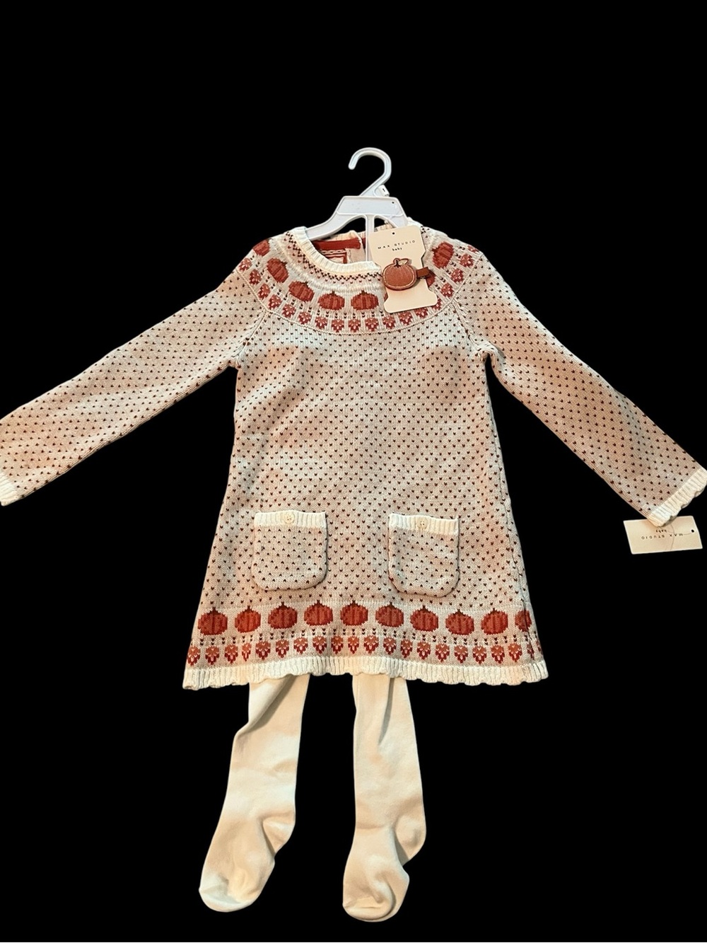 Toddler 3T Fall Halloween Pumpkin Dress Max Studio Sweater Dress Orange